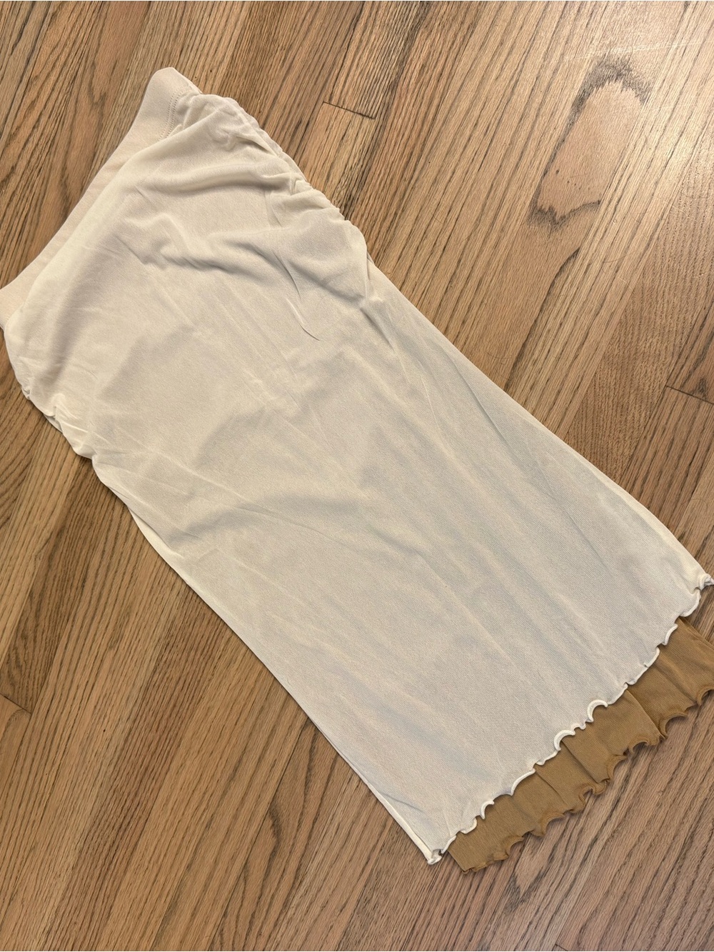 Free People Cream Midi Tube Skirt with Tan Lettuce Hem